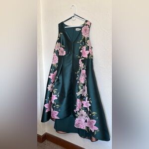 Eliza J Green and Pink Floral High Low Dress